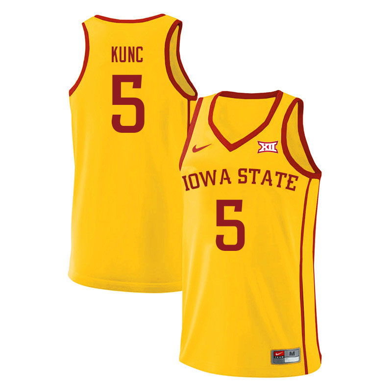 Men #5 Aljaz Kunc Iowa State Cyclones College Basketball Jerseys Sale-Yellow - Click Image to Close